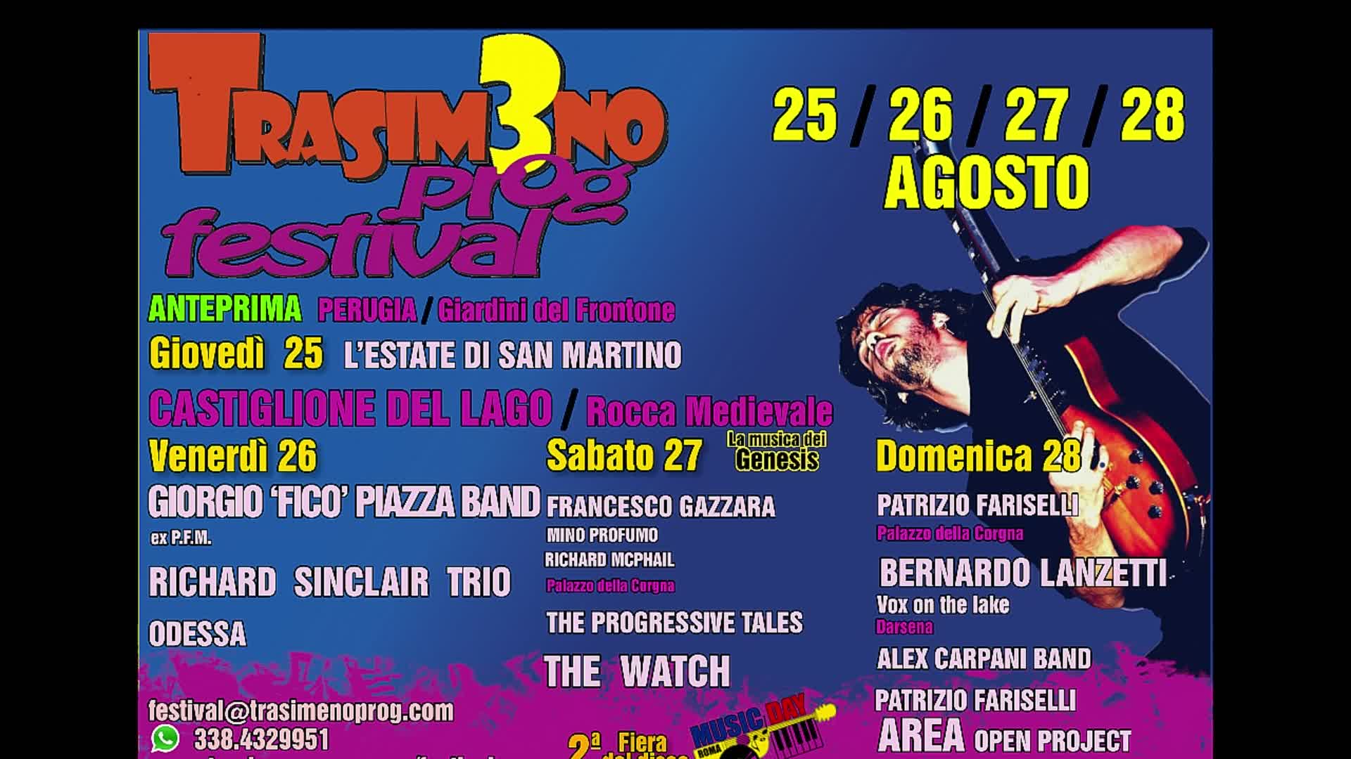 La musica di Trasimeno Prog torna dal 25 al 28 Agosto