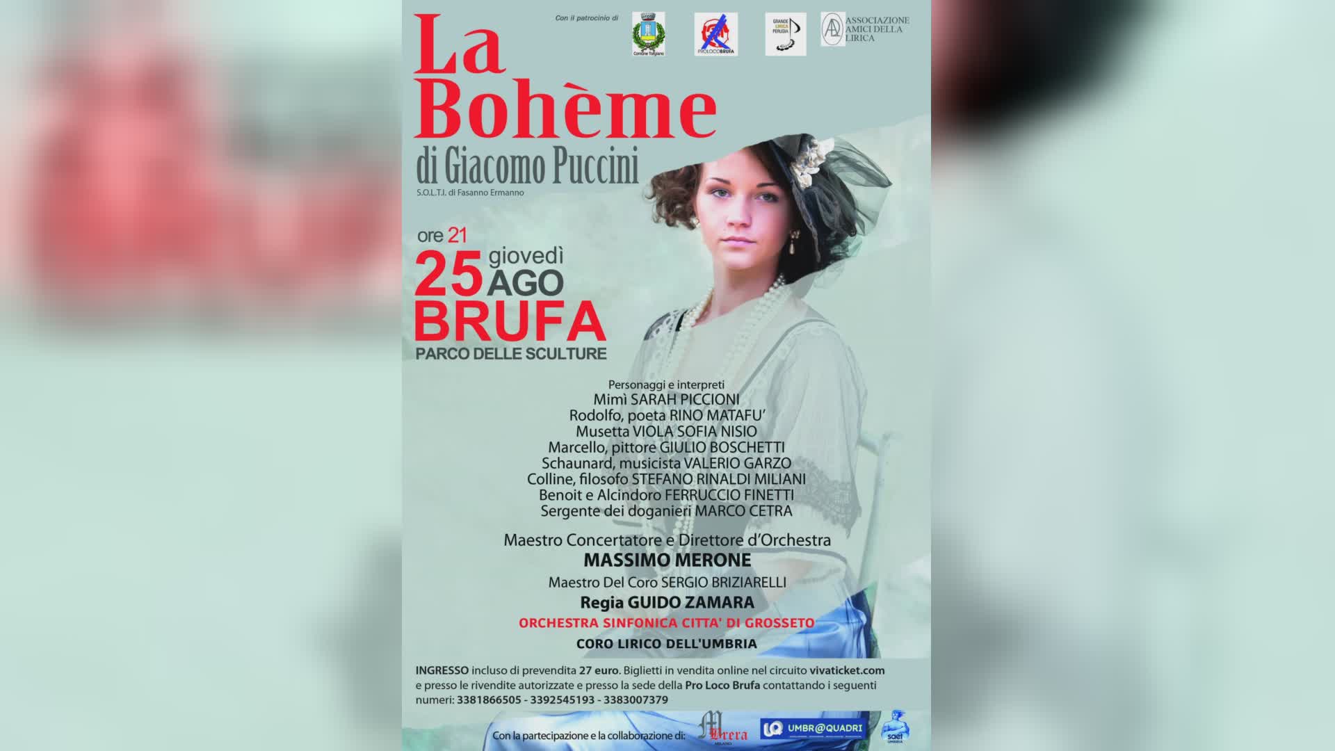 Stasera alle 21 a Brufa sul palco la Boheme di Puccini
