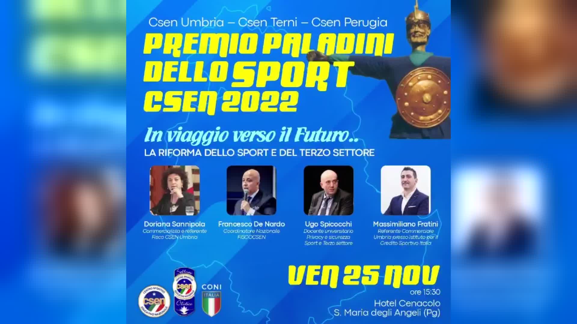 Venerdì il premio Paladini dello Sport Csen 2022