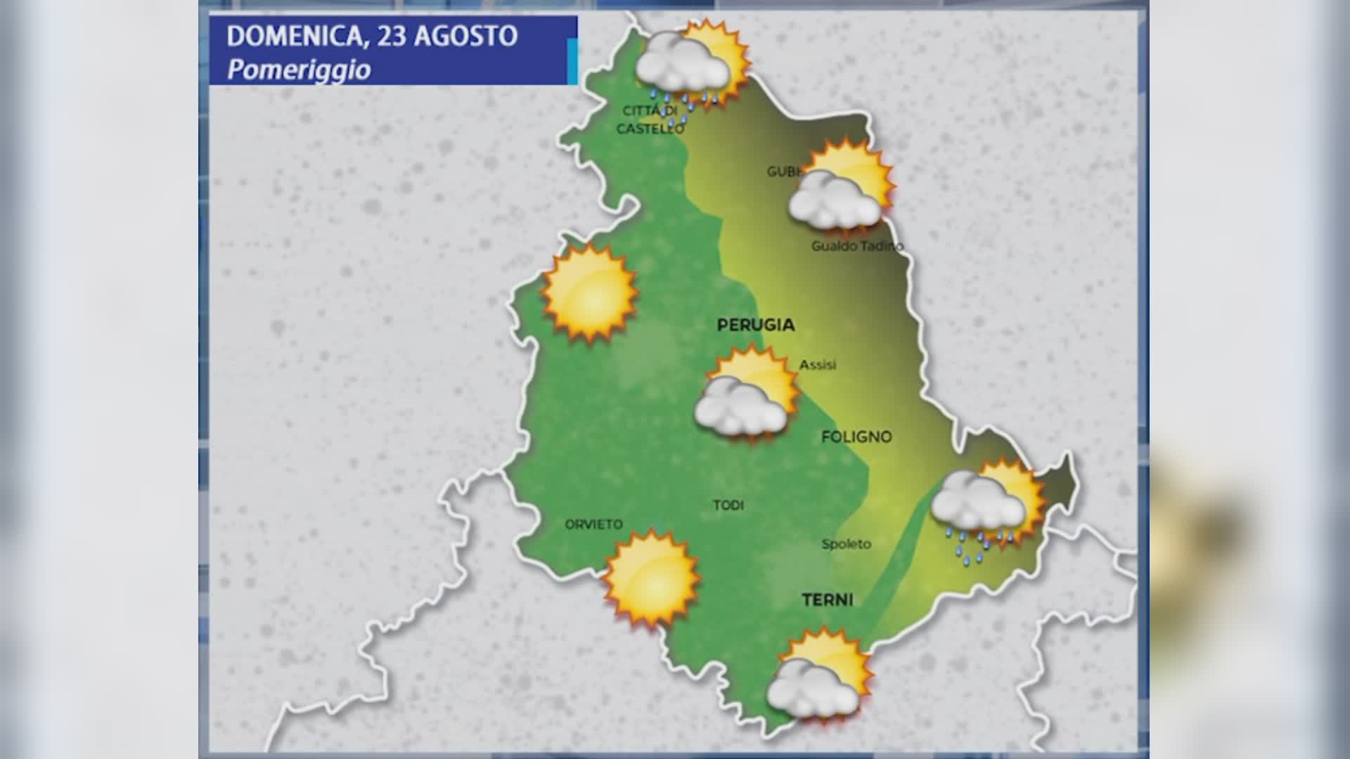 Perugia città più calda d’Italia, domani temporali