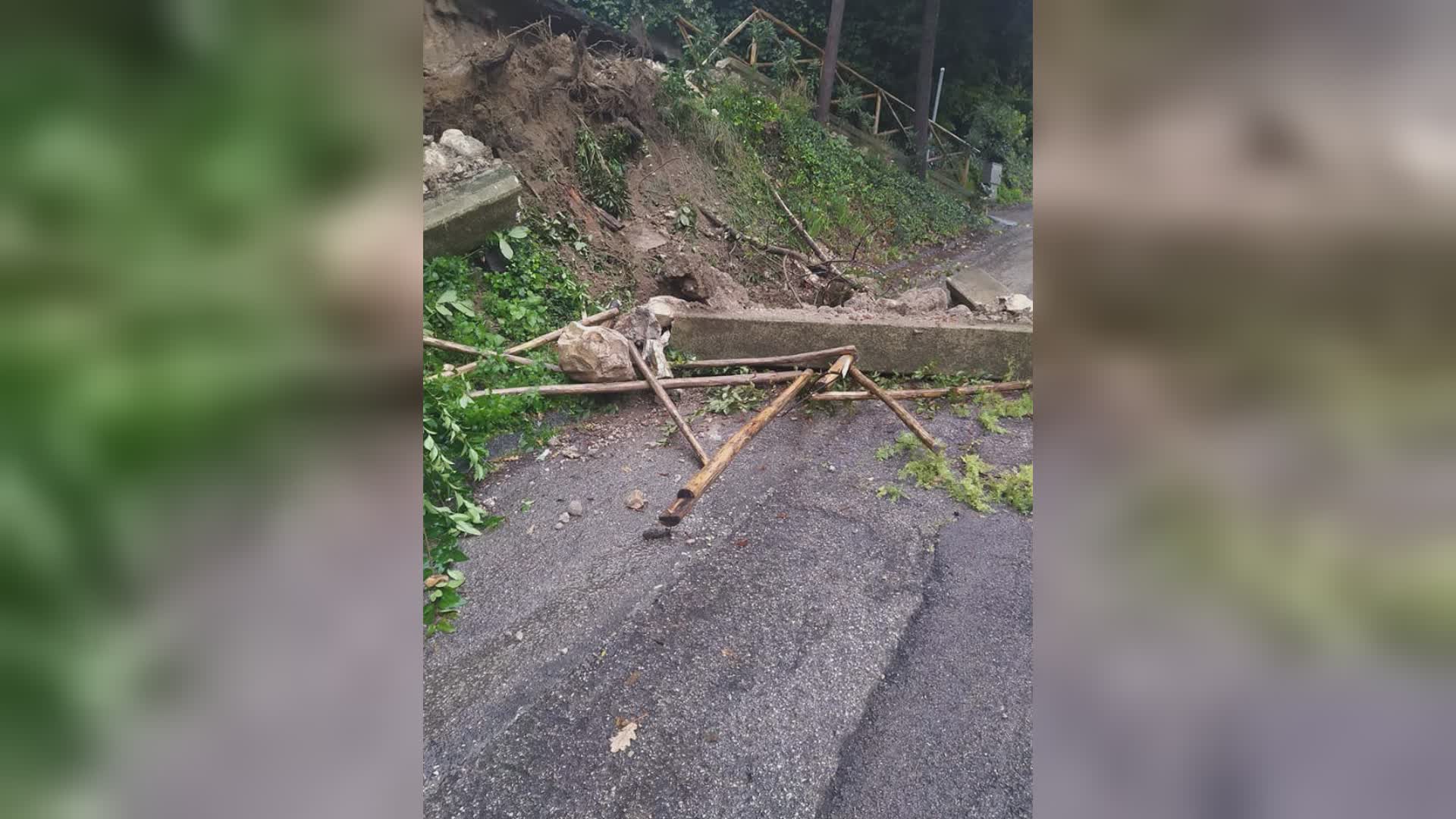 Narni, maltempo provoca frana vicino a Cigliano