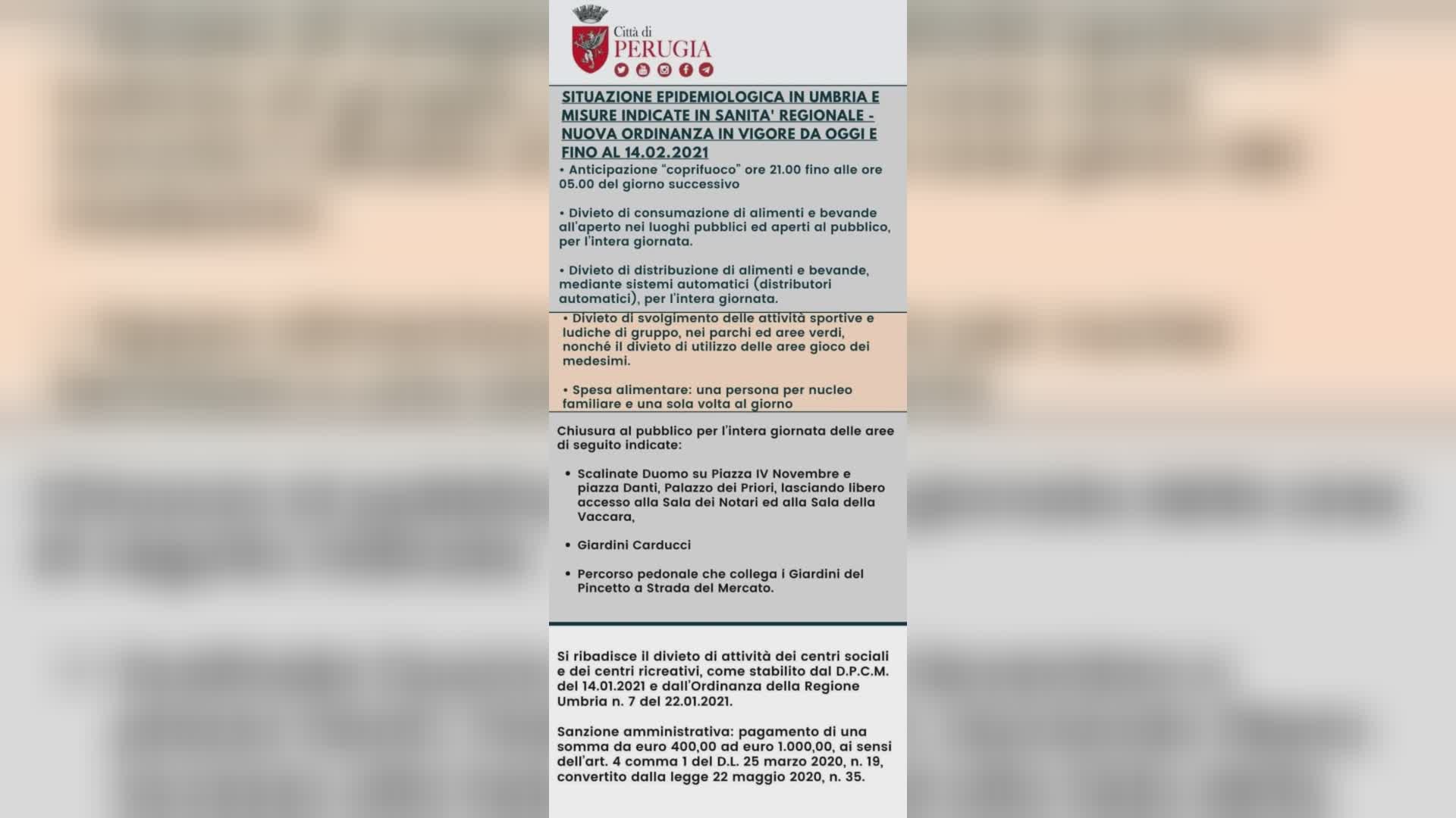 Perugia, arriva l’ordinanza restrittiva. Attesa per le scuole