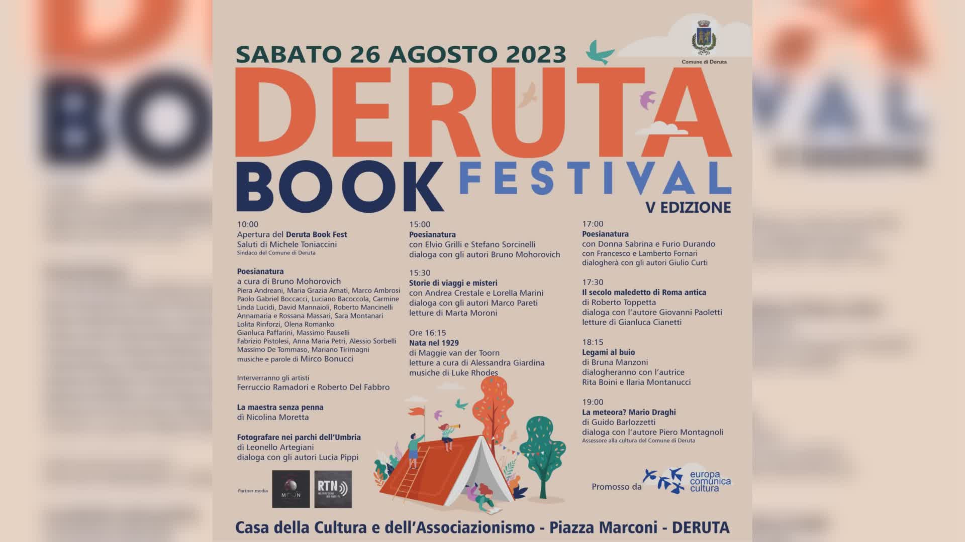 Deruta Book Fest, cinquanta autori per la quinta edizione