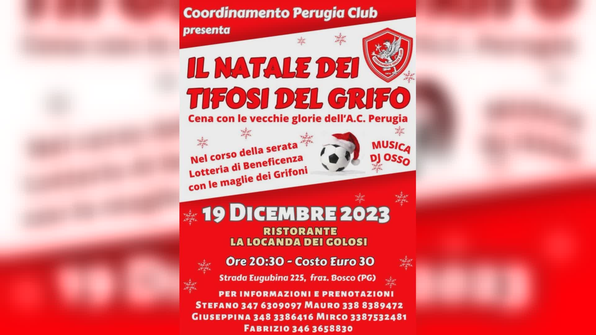 Centro Coord. Pg Clubs: festa nataliza senza club e squadra